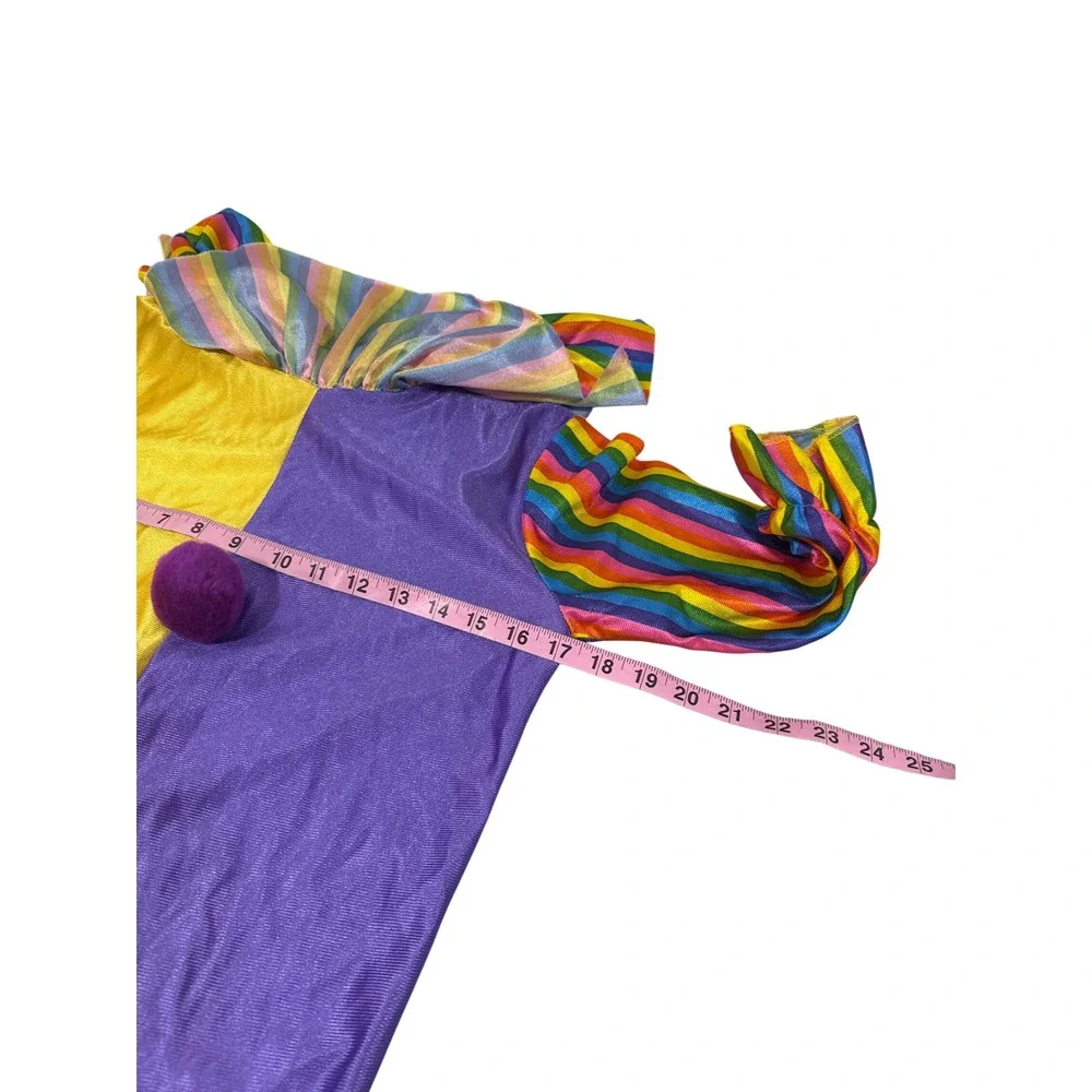 Paper Magic Group Kids Clown Costume Small Yellow Purple Rainbow Stripe with Hat